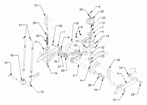 Center Hydraulic Lift Linkage Diagram and Parts List for 3204 14A-641-100 Cub Cadet Lawn Tractor